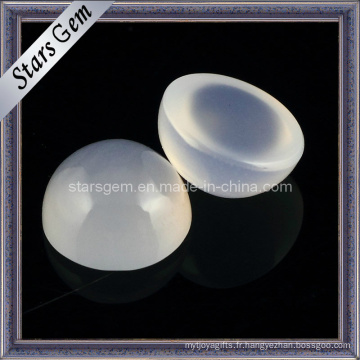 Forme Ronde Naturelle Cabochon Coupe White Moonstone